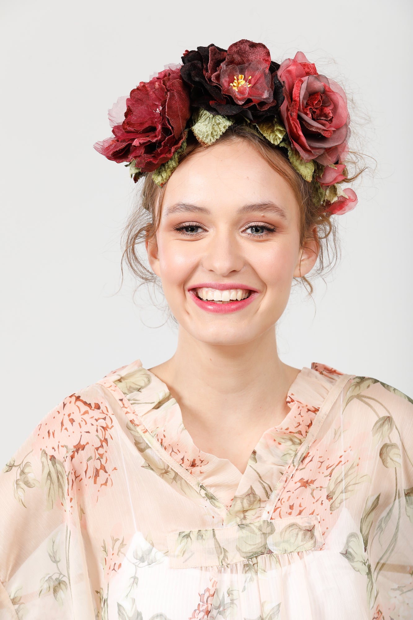 Kew Gardens Flower Crown. Burgundy / Pink