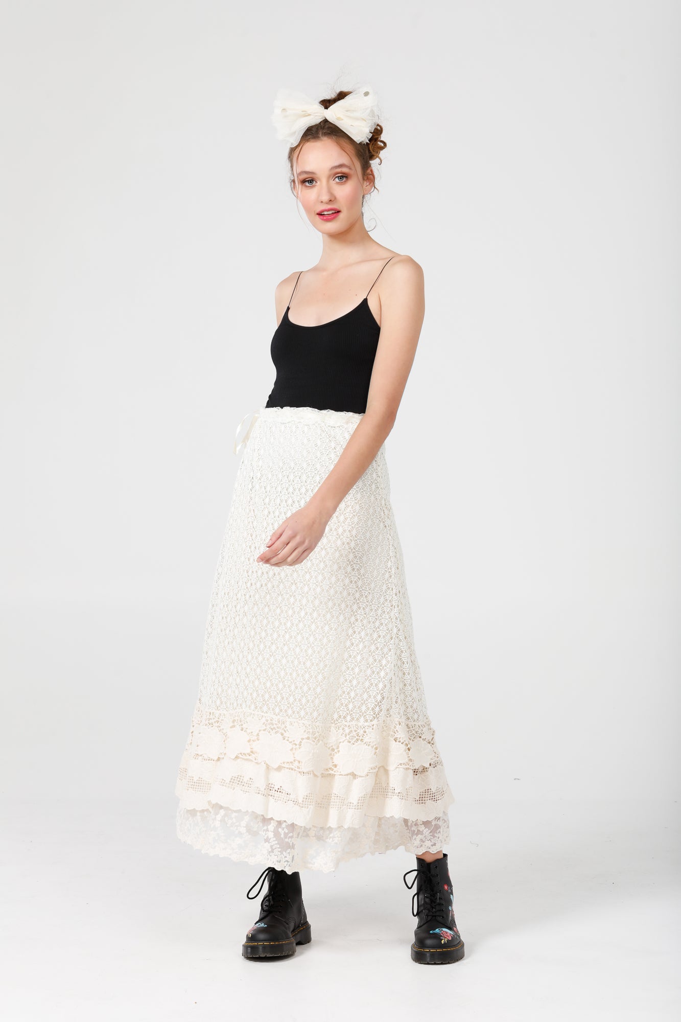 maxi vintage lace skirt. lace skirt.