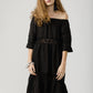 Capri linen and lace dress. Black