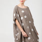 Rosabella linen  dress. cocoa brown Polka dot.