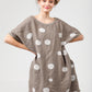 Rosabella linen  dress. cocoa brown Polka dot.