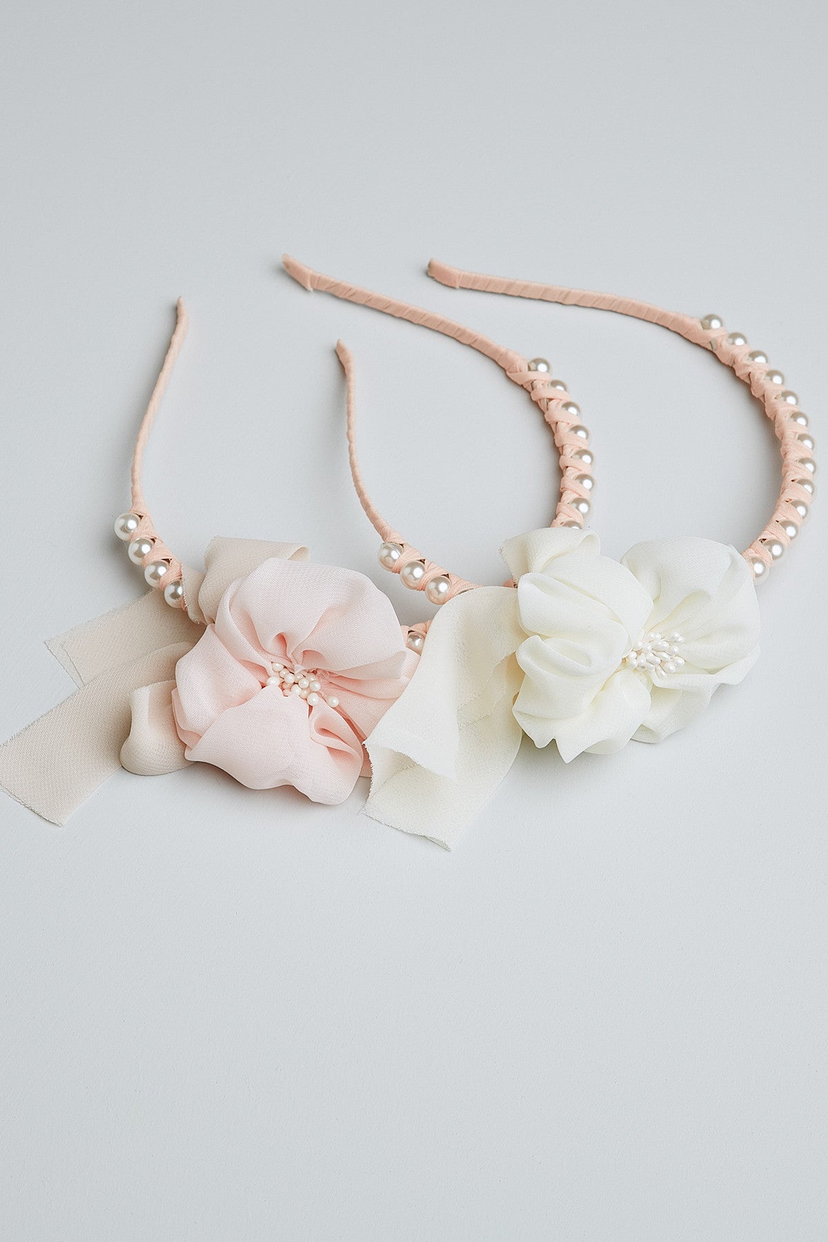 Tilley Headband Pearl and Flower. Blush and Cream