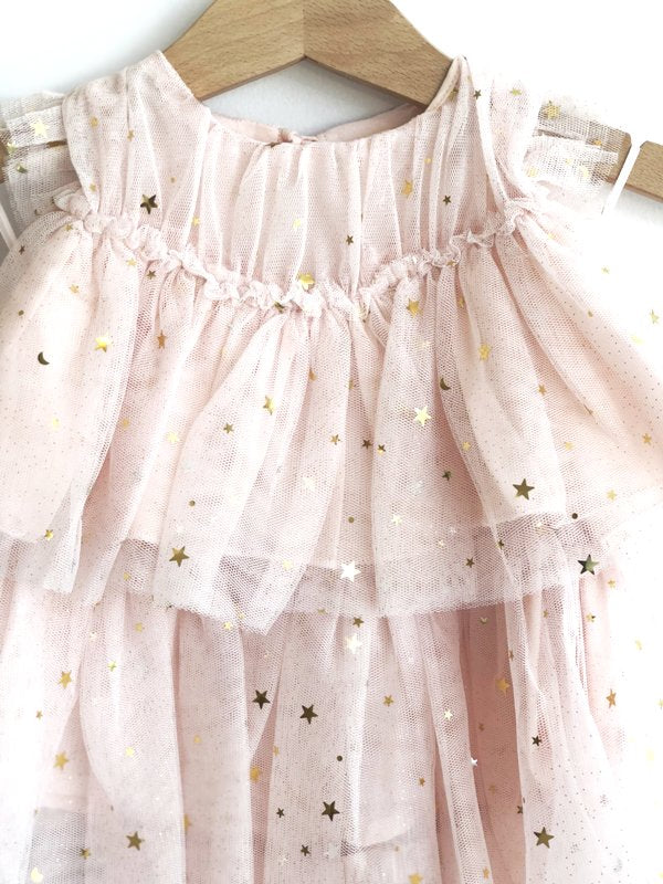 Baby Twinkle Twinkle Little Star dress. Pale pink with gold stars